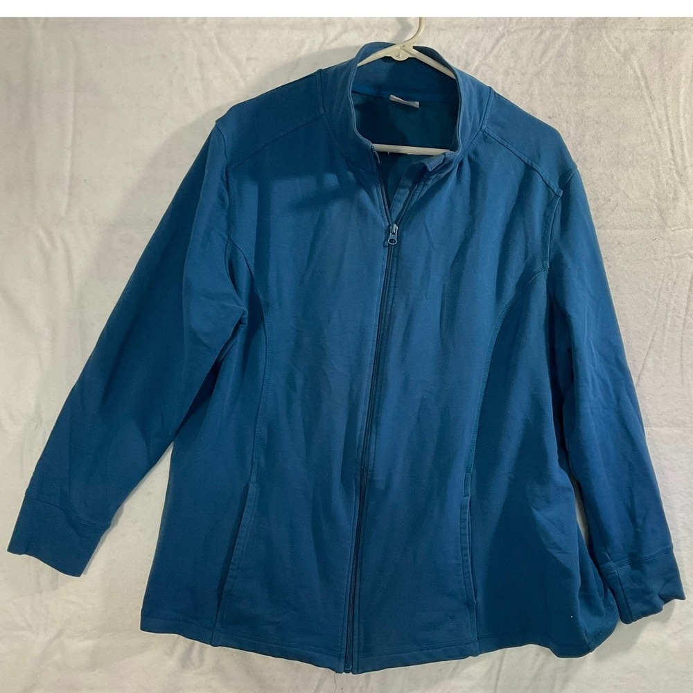 Danskin Now Track Jacket Women 2X Teal Tropic Full Zip Mock Neck Activewear